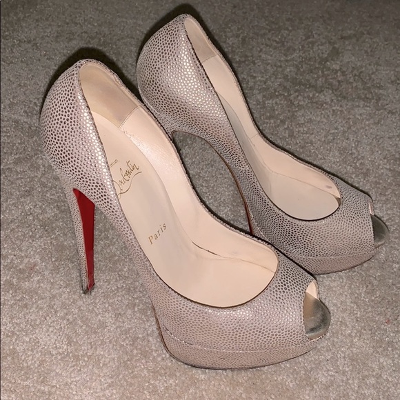 Christian Louboutin Shoes - Exotic Pebble lady Peep 150 mm Platform Pumps 8 38